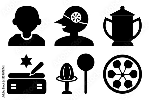 hobby icon set sihouette black vector bundle