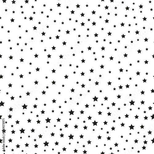 Seamless Star Pattern. Black and white vector illustration.