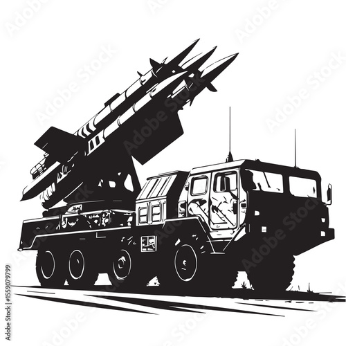 Missile launcher vehicle black silhouette