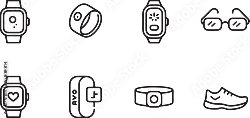 Wearable Tech Icons Smartwatches, Fitness Trackers, and More