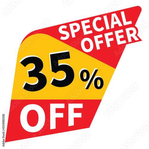 35% off discount promotion vector illustration, offer sale banner, big sales offer design in typography, vector in transparent background