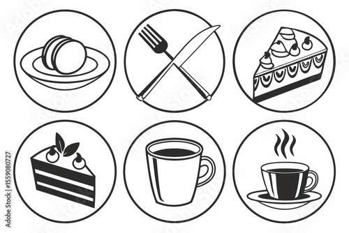catering icon set sihouette black vector bundle