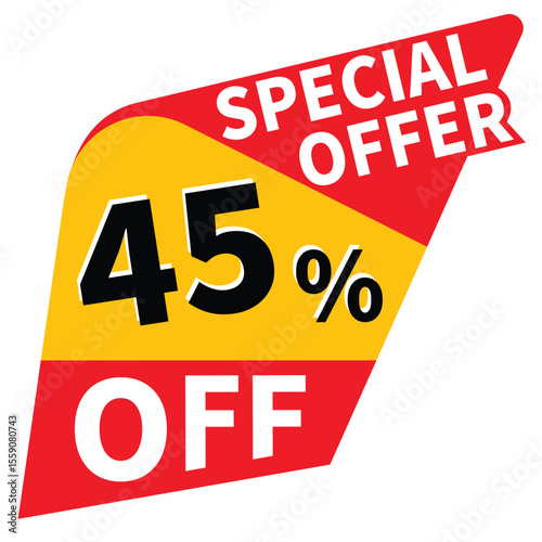 45% off discount promotion vector illustration, offer sale banner, big sales offer design in typography, vector in transparent background