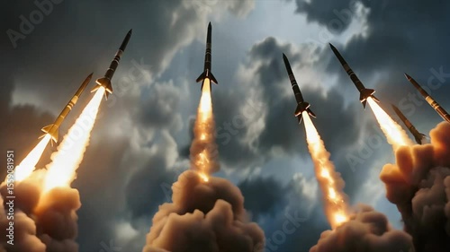 Rockets flying, war attack