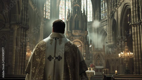 Wallpaper Mural A priest in the cathedral, cinematic shot Torontodigital.ca