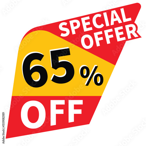65% off discount big deal promotion vector illustration, offer sale banner, big sales offer design in typography, vector in transparent background