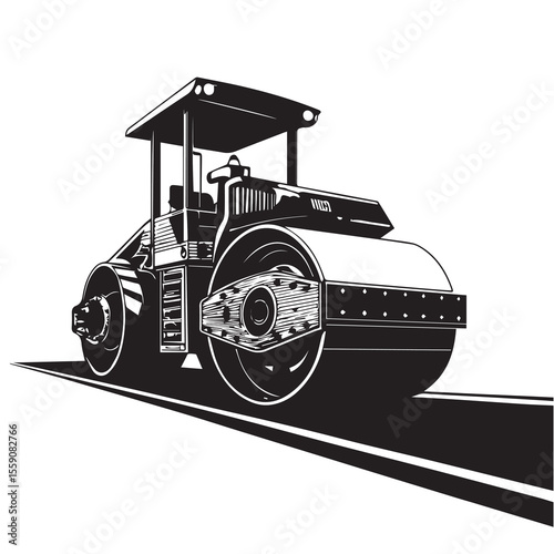 Road roller black silhouette