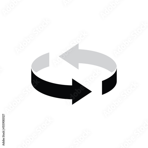 Two arrow spin icon templates. Recycle round, circle refresh or restart, thin line symbol on white background