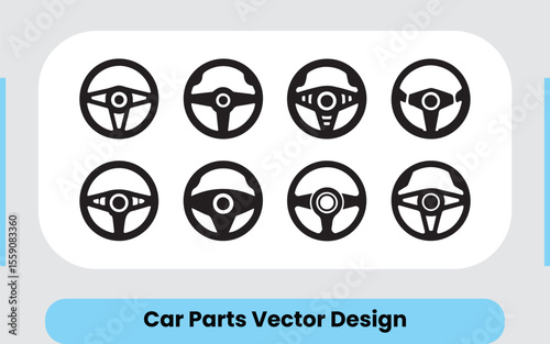 Automotive Steering Wheel Vector Icons