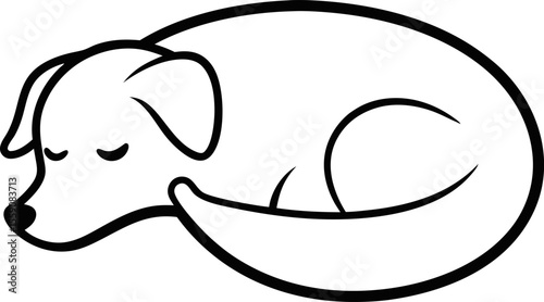 Minimalist Outline of a Sleeping Curled Dog