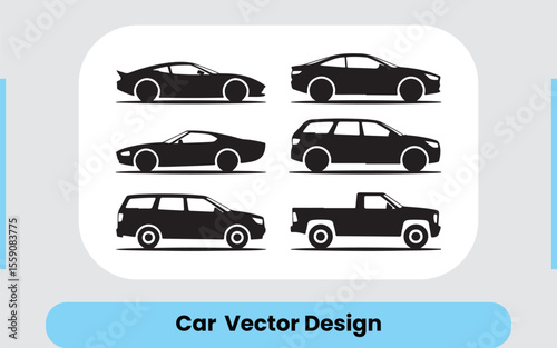 Automotive Vehicle Side View Vector Silhouettes