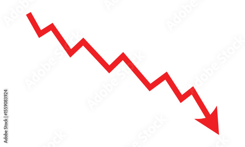Down fall trend red arrow graph, Red arrow chart graph in downward direction, concept of stock market fall, financial loss. Vector illustration eps file.