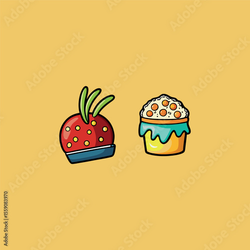 Fast-food stickers. Cartoon junk food snack labels, unhealthy meal with French fries pizza burger sandwich hot dog ice cream food, restaurant menu elements