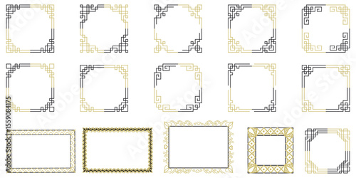 Golden and silver decorative frames,  vintage borders for photo and graphic