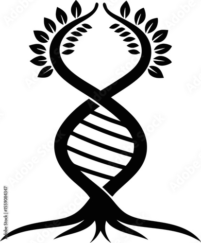 DNA Double Helix Morphing into Tree Roots Vector