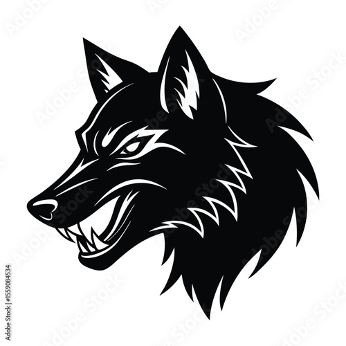 Aggressive Wolf Head Logo Black and White Design