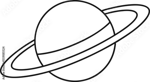 Planet Saturn with a Single Unbroken Line Art