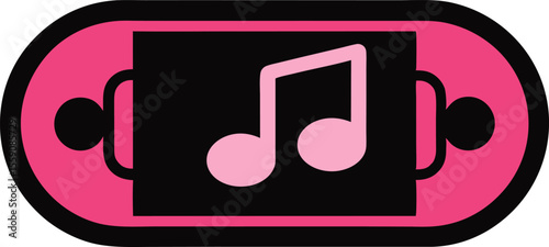 Aesthetic Pink Music Bar PNG Sticker Black and White