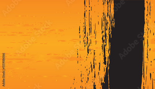 Abstract yellow orange and black brush grunge texture background. brush handwriting design Background, Vector Illustration.
