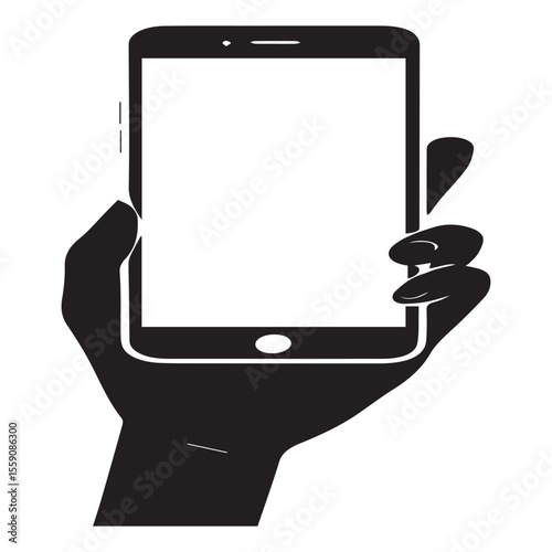 A hand holds a tablet isolated on white background, showcasing a modern digital device for communication