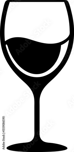 Classic Wine Glass Icon Vector Illustration Black and White