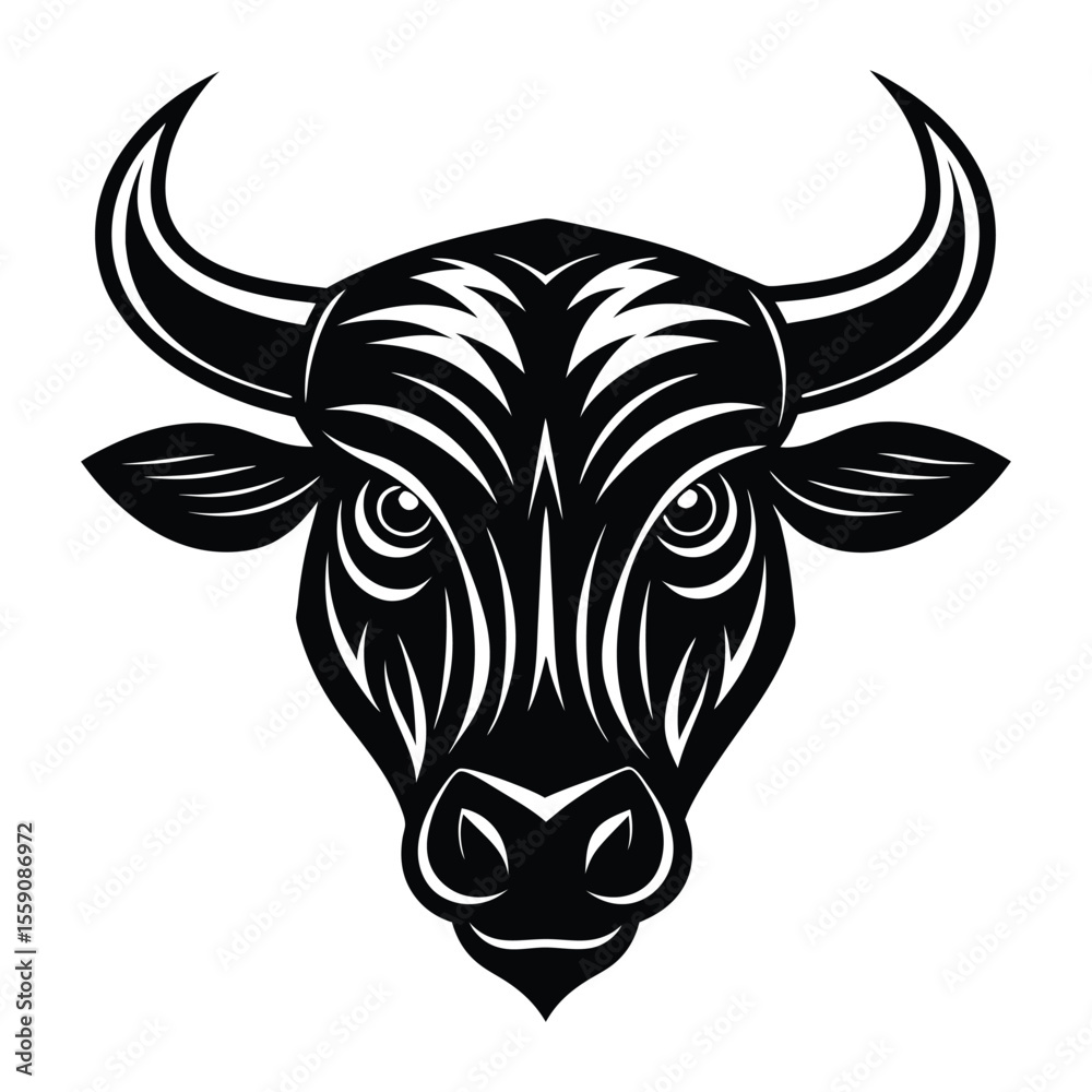 Fototapeta premium Powerful Bull Head Vector Illustration Strong Animal Logo