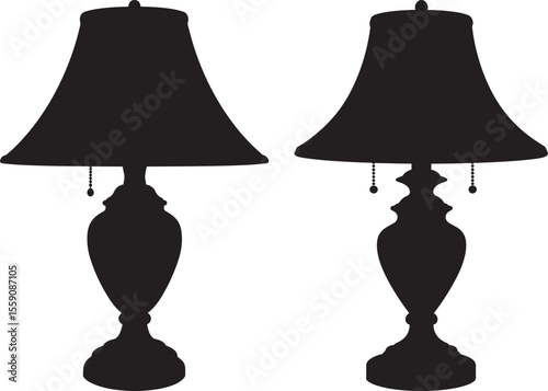 Table lamps silhouette vector illustration