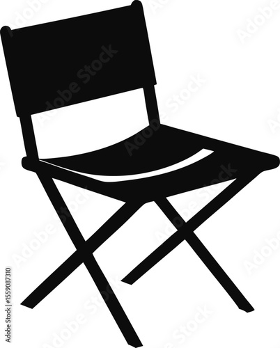 Folding Chair Vector Illustration Black and White