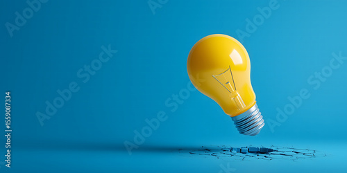 Light bulb with idea concept, blue background . 