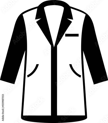 Lab Coat Silhouette Black and White Illustration