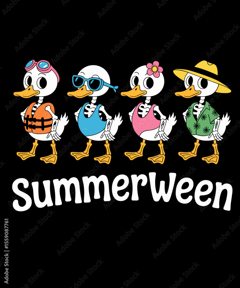 Obraz premium Summerween Funny Halloween Skeleton Goose