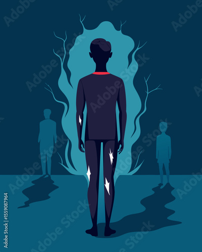 From a distance the persons silhouette appeared unchanged but upon closer inspection the stress fractures were clearly visible a reminder that stress can often go unnoticed until. Vector illustration