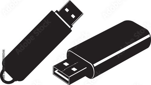 USB flash drive silhouette vector illustration