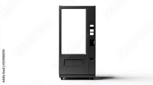 A modern light gray vending machine stands.  blank white screen. isolated on white background. 3d illustration. mockup Vending machine.