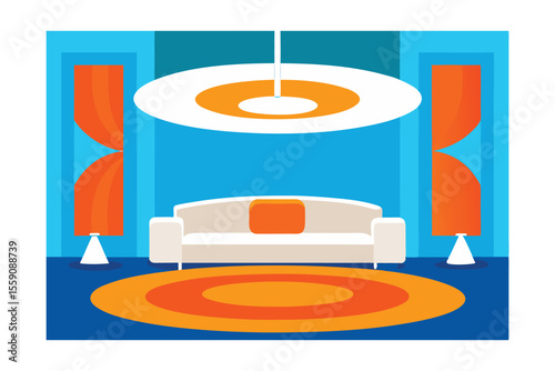 Vibrant Retro Living Room Interior Design