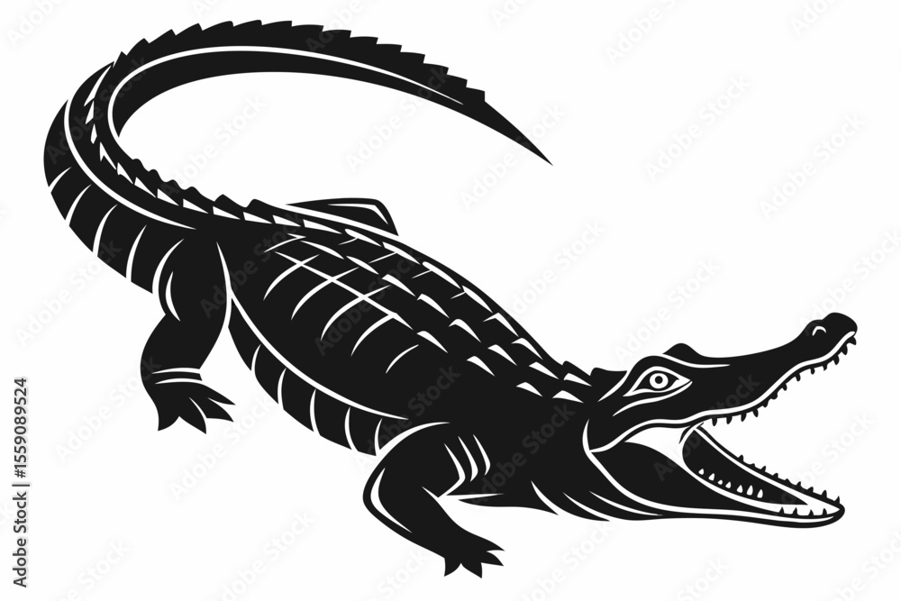 Fototapeta premium alligator sihouette black vector
