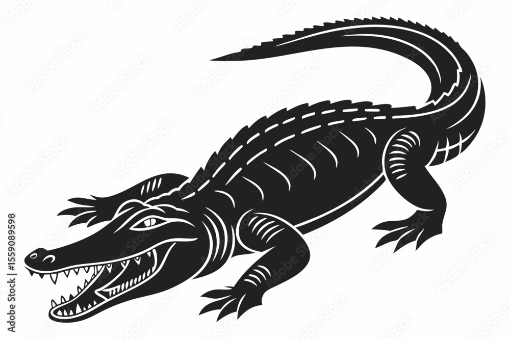 Naklejka premium alligator sihouette black vector