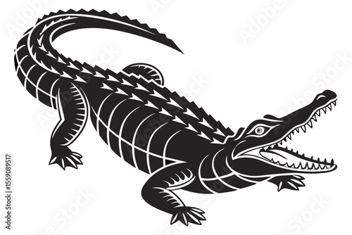 alligator sihouette black vector