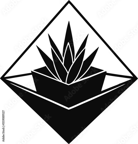 Geometric Glass Terrarium Outline Graphic