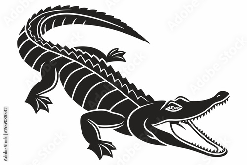 alligator sihouette black vector