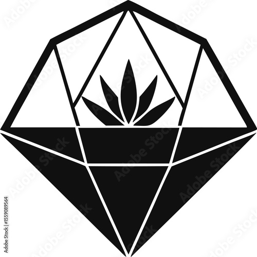 Diamond Shaped Terrarium Silhouette Vector