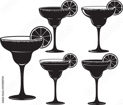 Margarita cocktail silhouette vector illustration