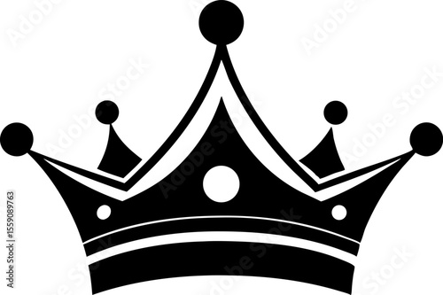 Vintage Royal Crown Black and White Flat Illustration