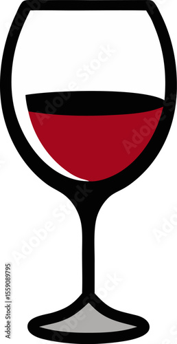 Wine Glass Filled with Red Wine Vector Illustration