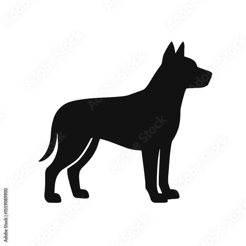 Dog silhouette vector illustration of canine standing in profile
