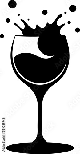 Dynamic Wine Splash in a Glass Graphic
