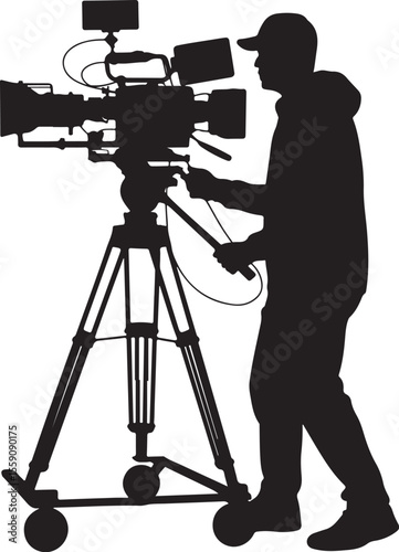 Film Director Behind Movie Camera

