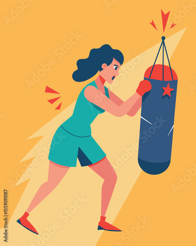 She felt like a punching bag absorbing the verbal attacks without a way to fight back.. Vector illustration
