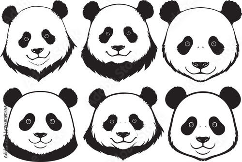 Panda head silhouette vector illustration