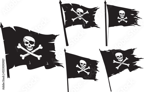 Pirate flag silhouette vector illustration